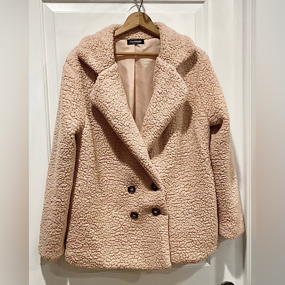 Pink Sherpa Blazer Coat